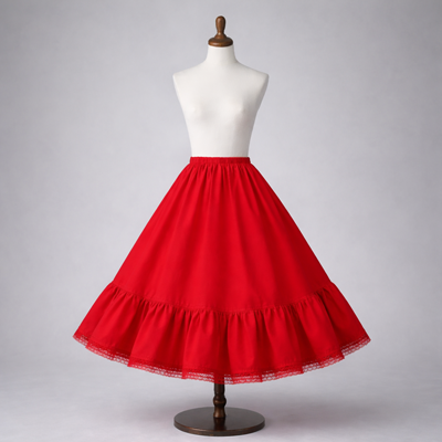<!-- 0109121 -->Full Circle Red Polycotton Petticoat Skirt