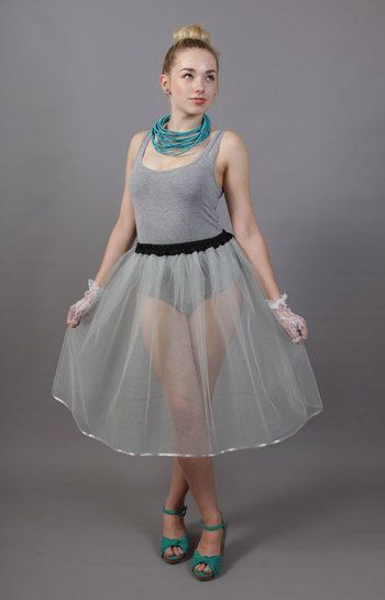 <!-- 010 -->Silver Grey Net Petticoat
