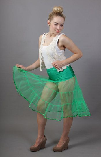 <!-- 017 -->Jade Green Petticoat Tiered