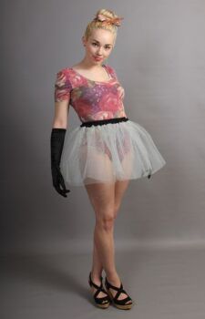 Short Silver Grey Net Skirt