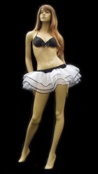 White Net Mini Tutu Edged In Black Satin Trim