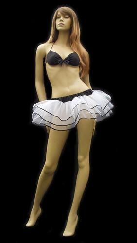 <!-- 052 -->White Net Mini Tutu Edged In Black Satin Trim