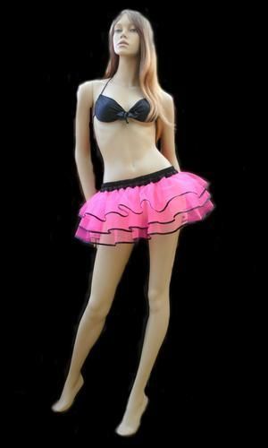 <!-- 053 -->Pink Net Mini Tutu Edged In Black Satin Trim