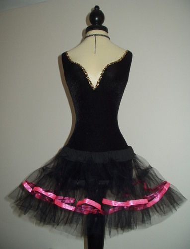<!-- 054 -->P6    Black Net Ultra Mini Tutu - Pink Ribbon Trim