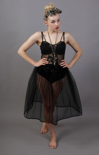 Black Net Underskirt Satin Trim