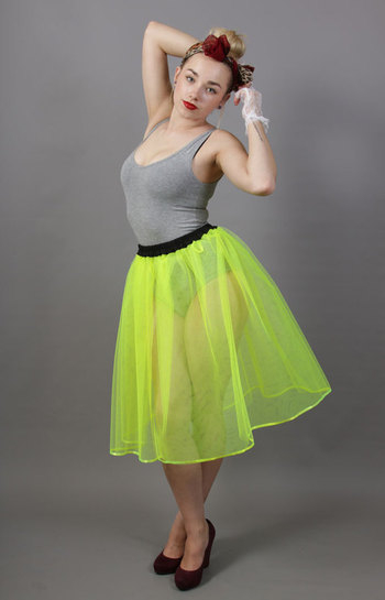 A98 Flo Neon Yellow Net Underskirt Edged With Satin