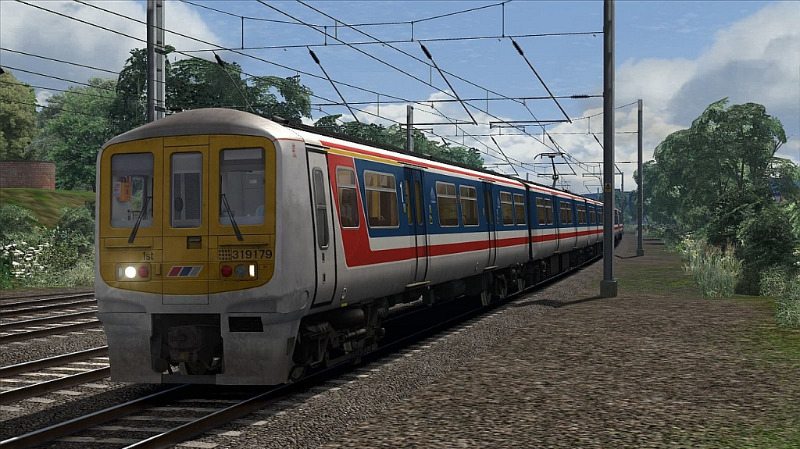 Image showing screenshot of a free repaint of the Class 319 EMU that is included with the Midland Main Line London-Bedford Route Add-On DLC
