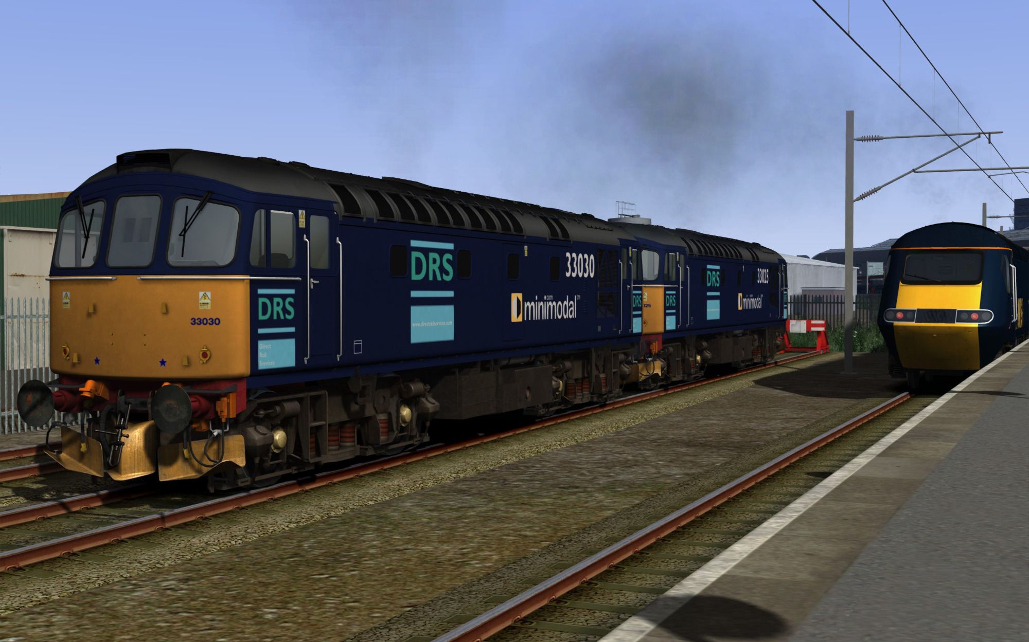 Image showing screenshot of the free DRS Minimodal repaint of the Class 33 locomotive included with the BR Blue Diesel Electric Pack Loco Add-On DLC