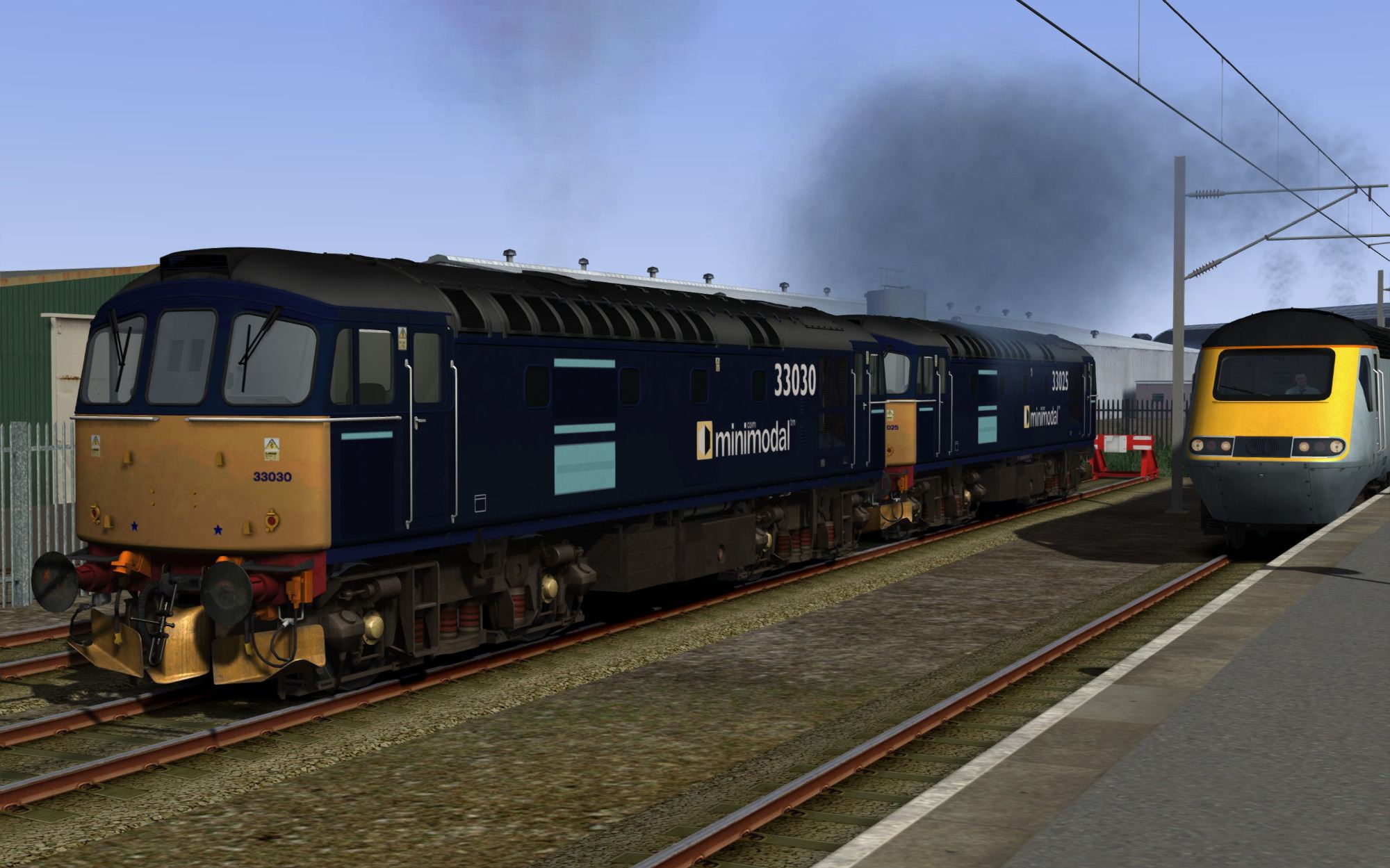 Image showing screenshot of the free DRS Minimodal repaint of the Class 33 locomotive included with the BR Blue Diesel Electric Pack Loco Add-On DLC