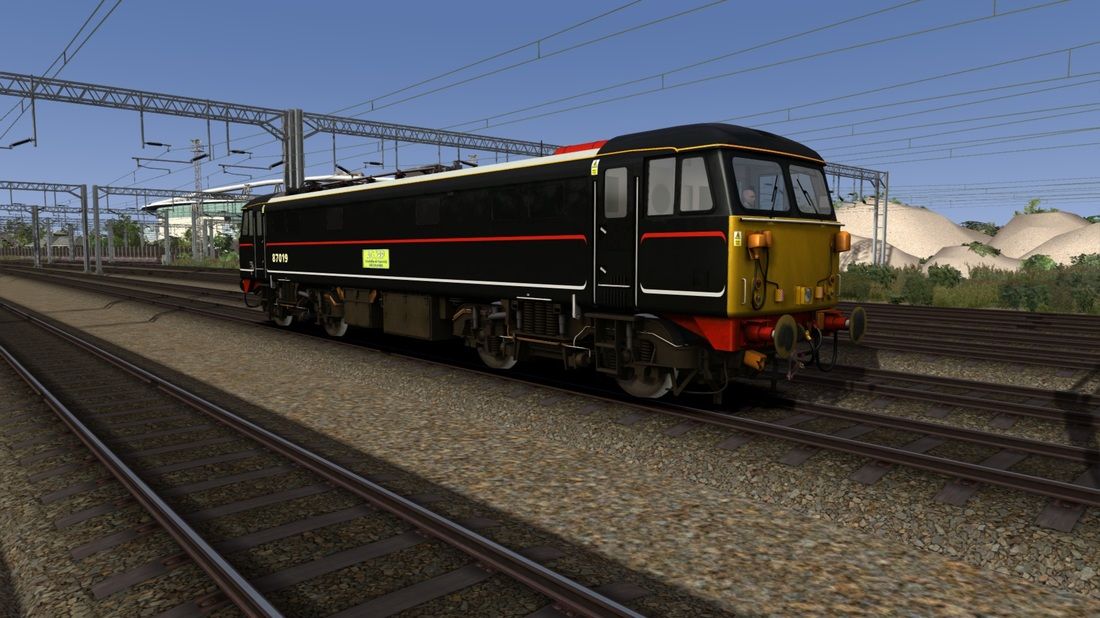 Image showing one of the free Class 87 locomotive repaints available from Vulcan Productions