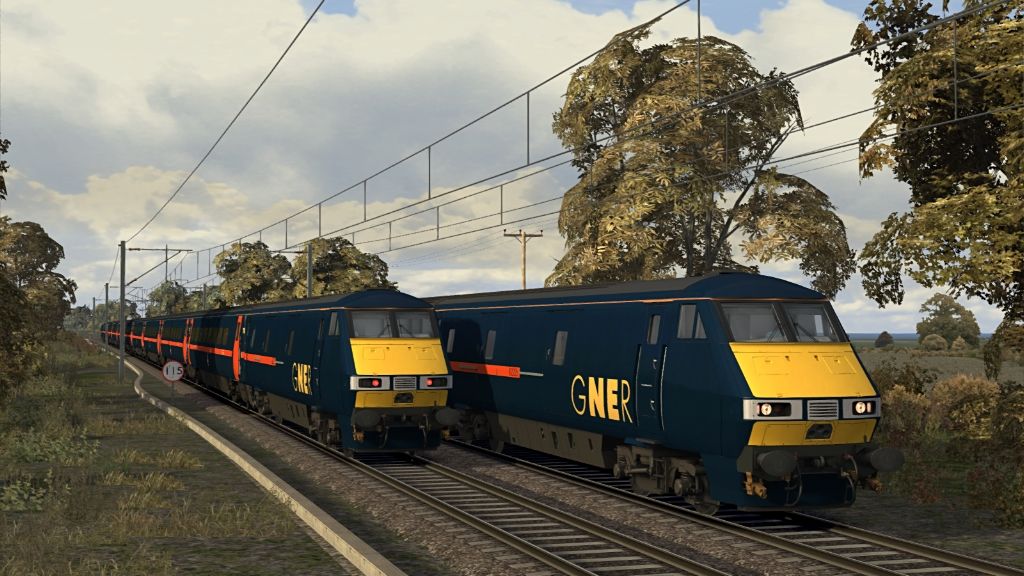 Image showing screenshot of Class 91 locomotives featured in the Armstrong Powerhouse Class 91/Mk4 Enhancement Pack