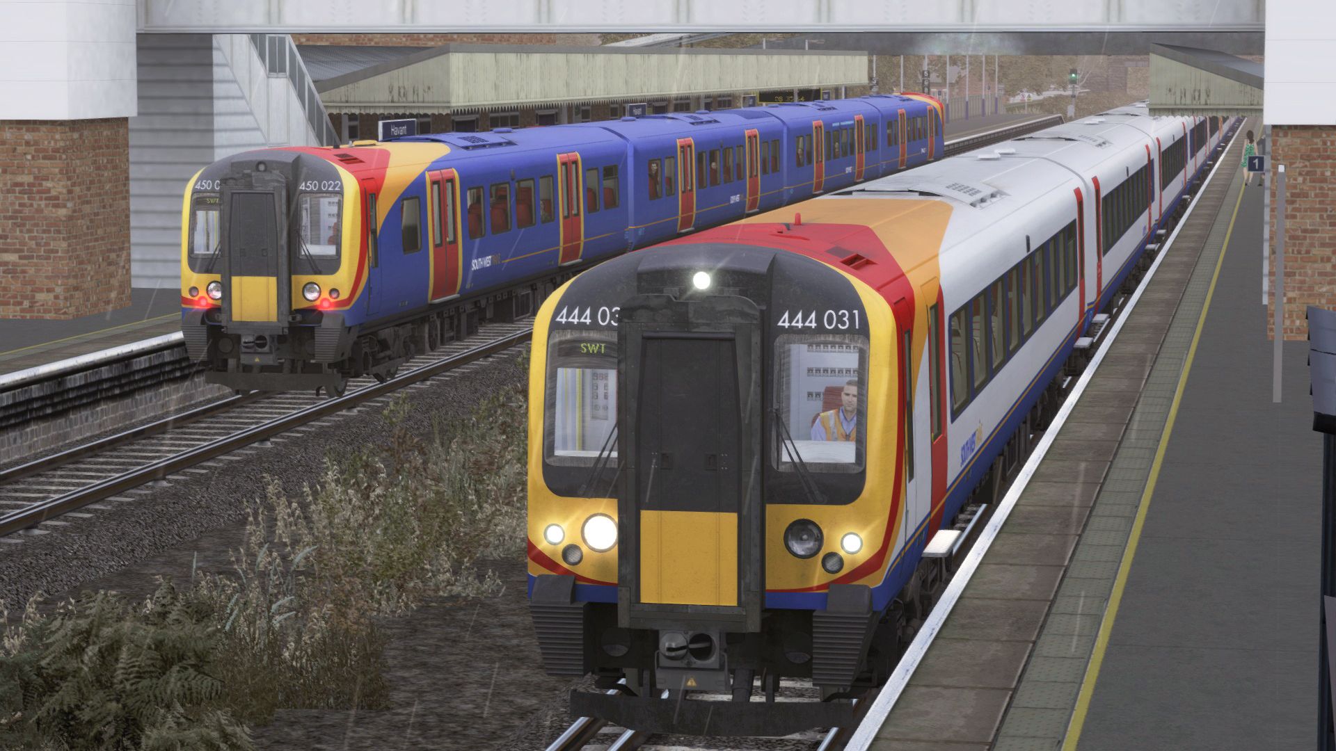 Image showing a screenshot from the Portsmouth Direct Line: London Waterloo to Portsmouth DLC for Train Simulator