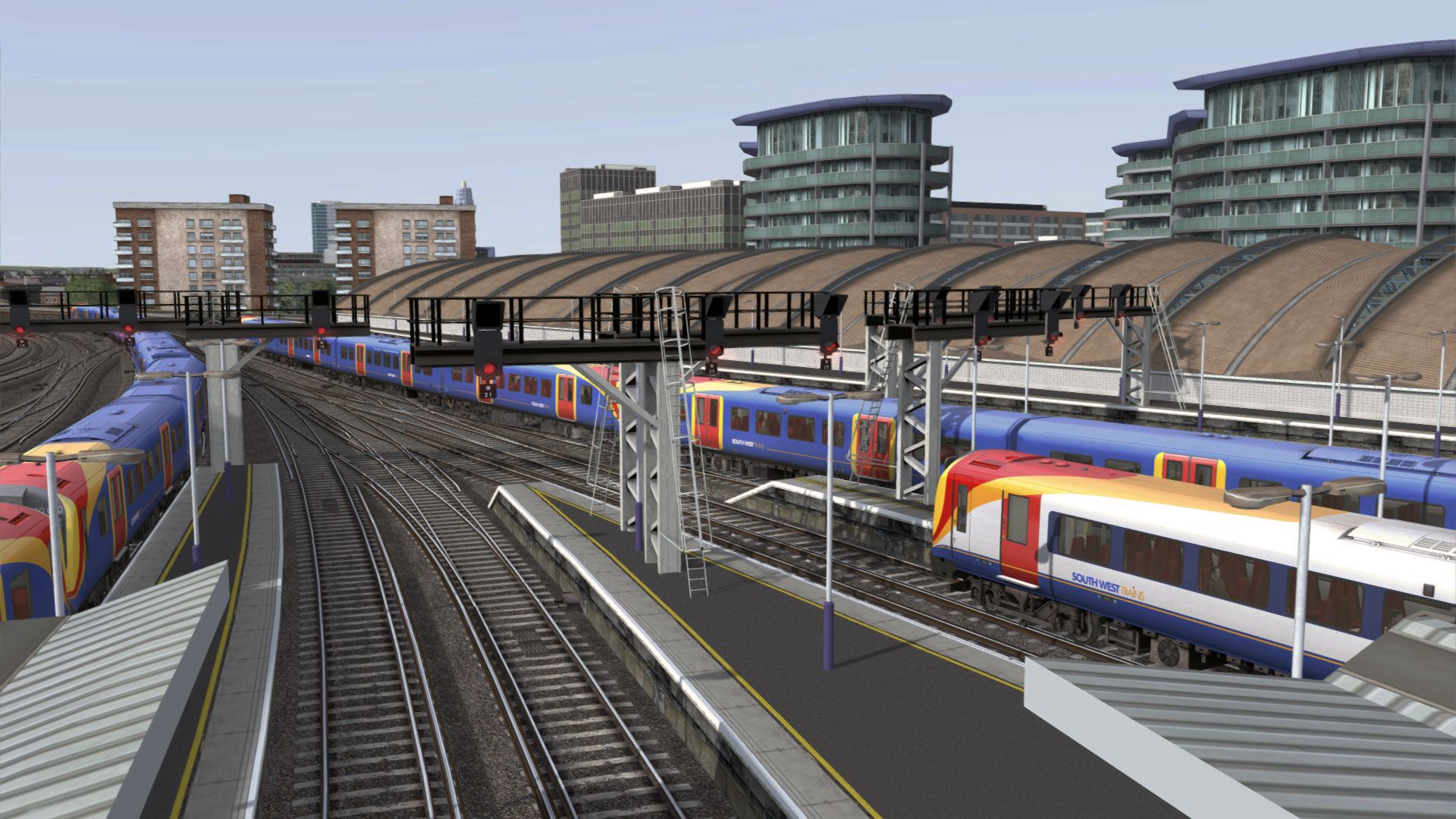 Image showing a screenshot from the Portsmouth Direct Line: London Waterloo to Portsmouth DLC for Train Simulator