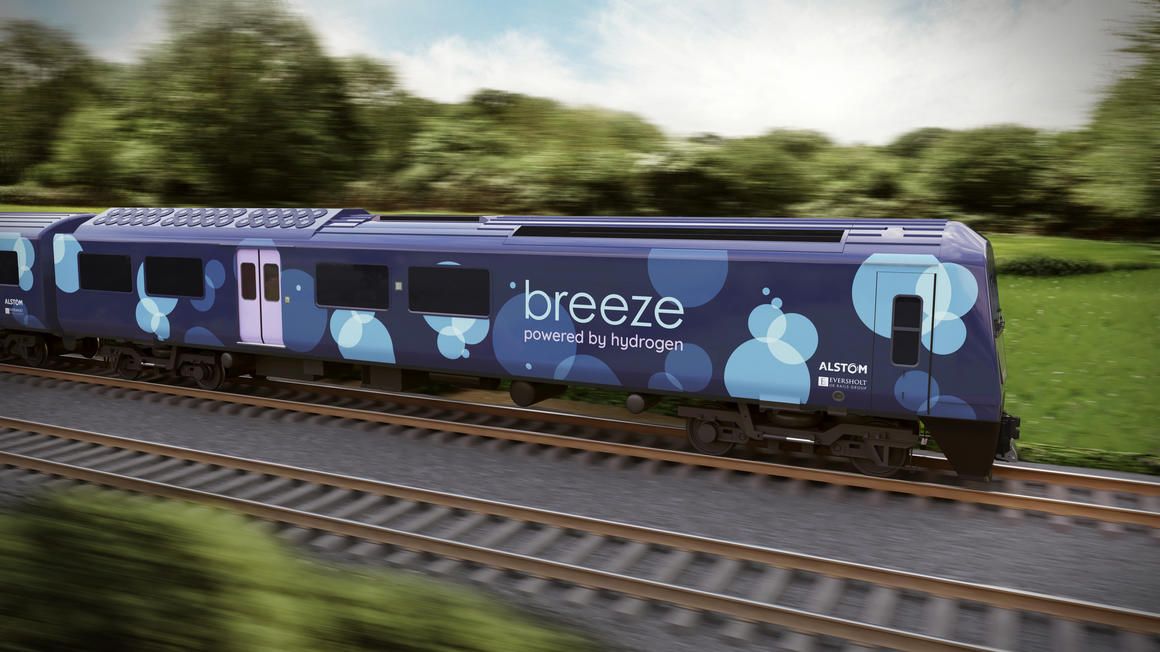 Artists impression of Alstom hydrogen breeze train