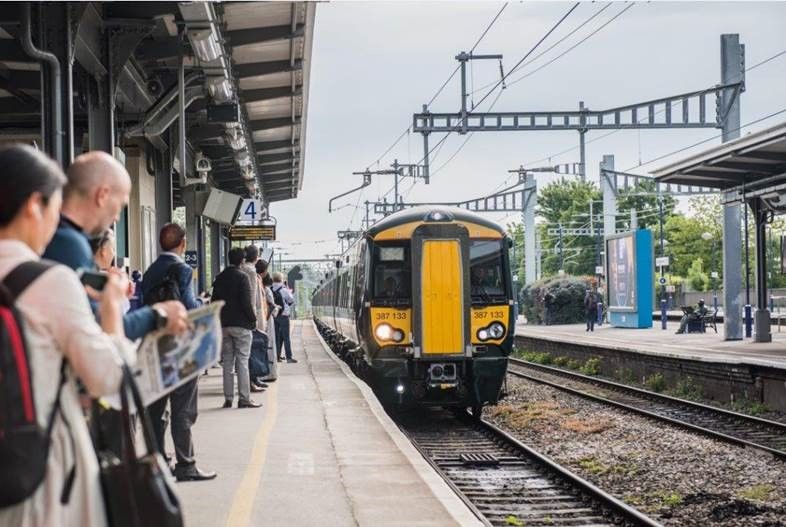 Class 387 EMU pulling into station