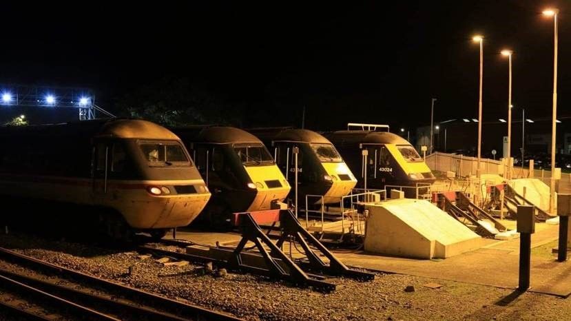 HST powercars line up at Long Rock Depot