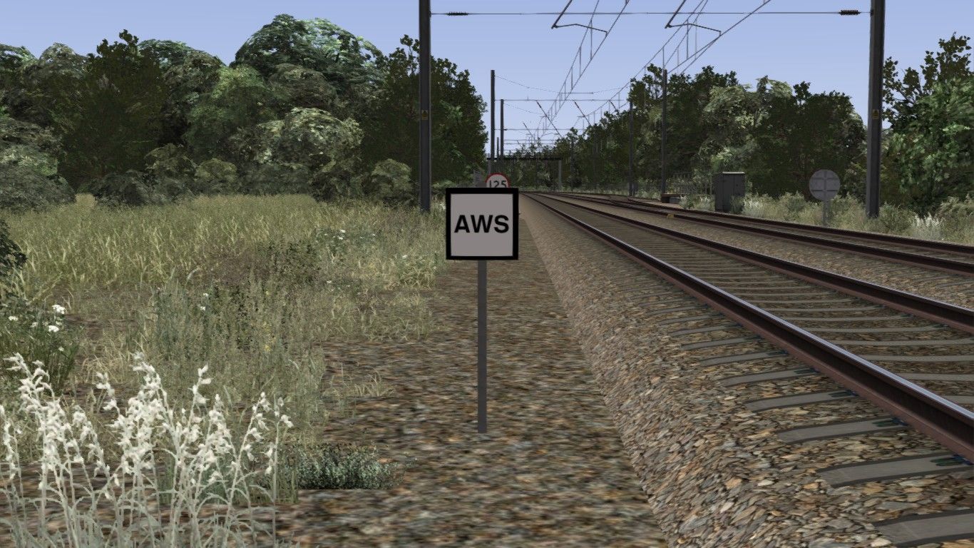 Image depicting a lineside AWS gap termination sign.