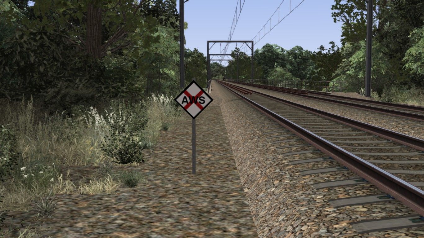 Image depicting a lineside AWS special working commencement sign.