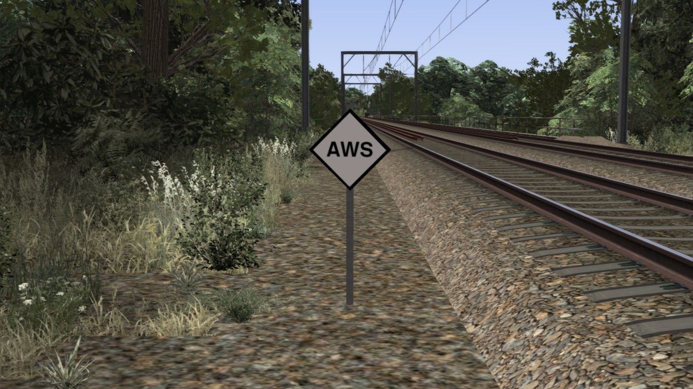 Image depicting a lineside AWS special working termination sign.