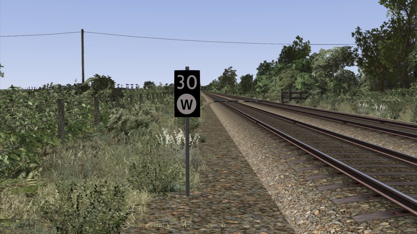 Image depicting a lineside combined speed and whistle board.
