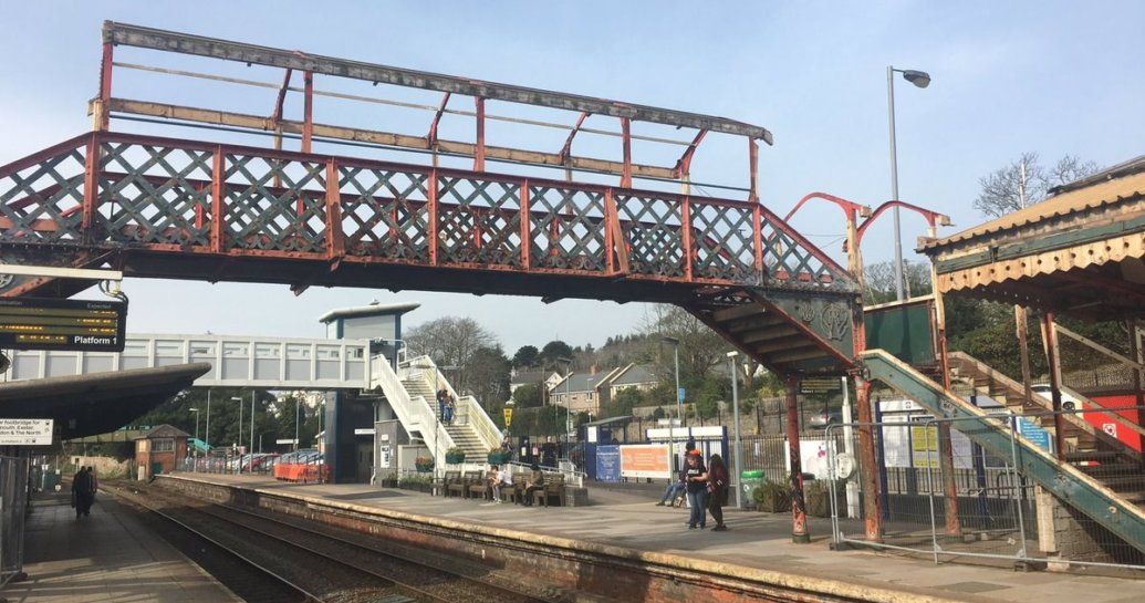 The original St Austell footbridge in situ before removal.