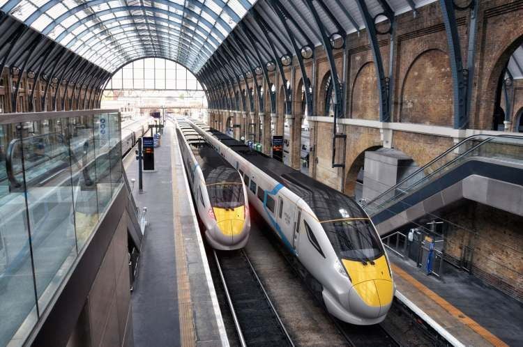 Images showing artists impression of FirstGroup train at station