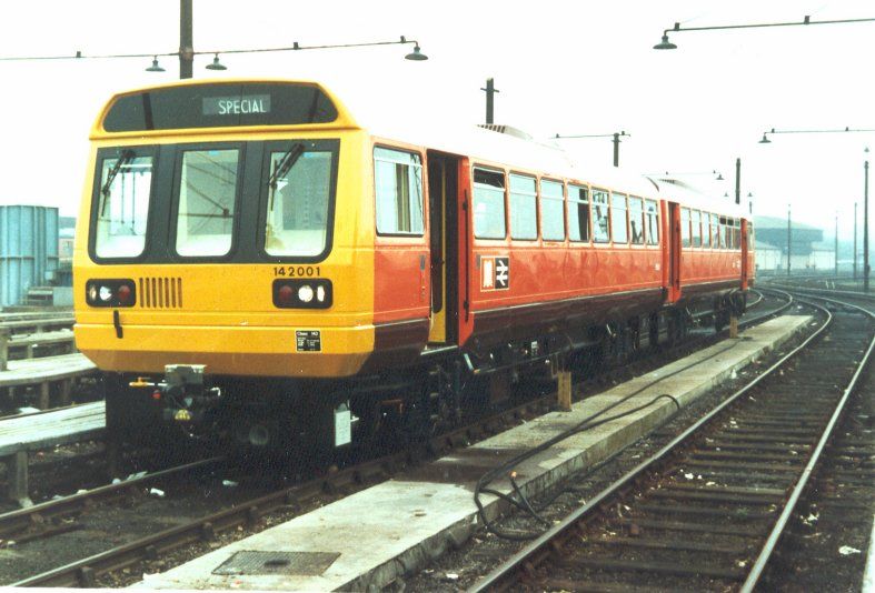 Image showing the pioneer of the class at Etches Park depot Derby whilst on test wears the Manchester PTE livery in 1985