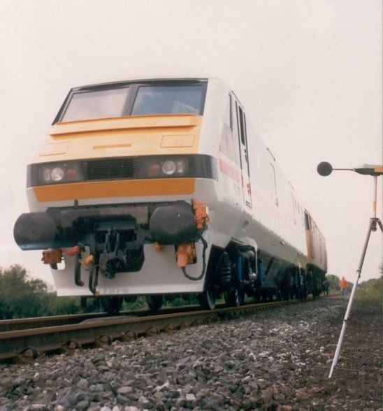 Image showing 82101 undertaking horn audibility tests during its acceptance test programme in 1989 -  probably at the north end of the Old Dalby test track