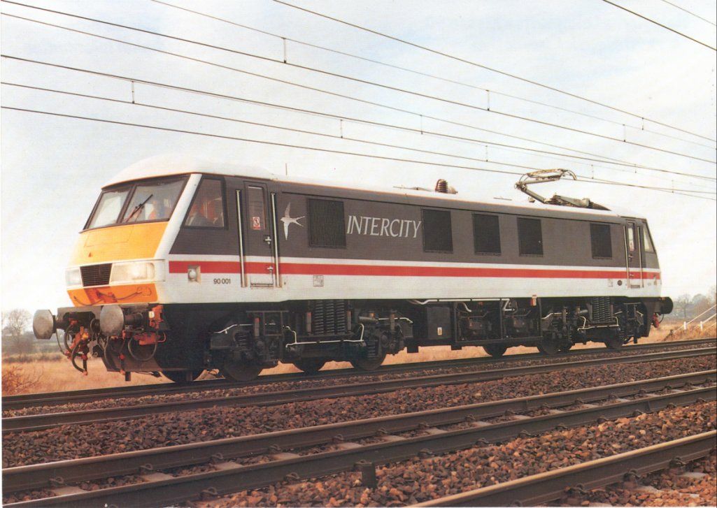 Image showing publicity shot of 90001 at Winsford, north of Crewe on the WCML, in early 1988