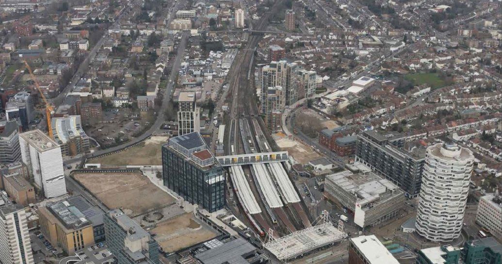 Image showing aerial view of East Croydon railway station