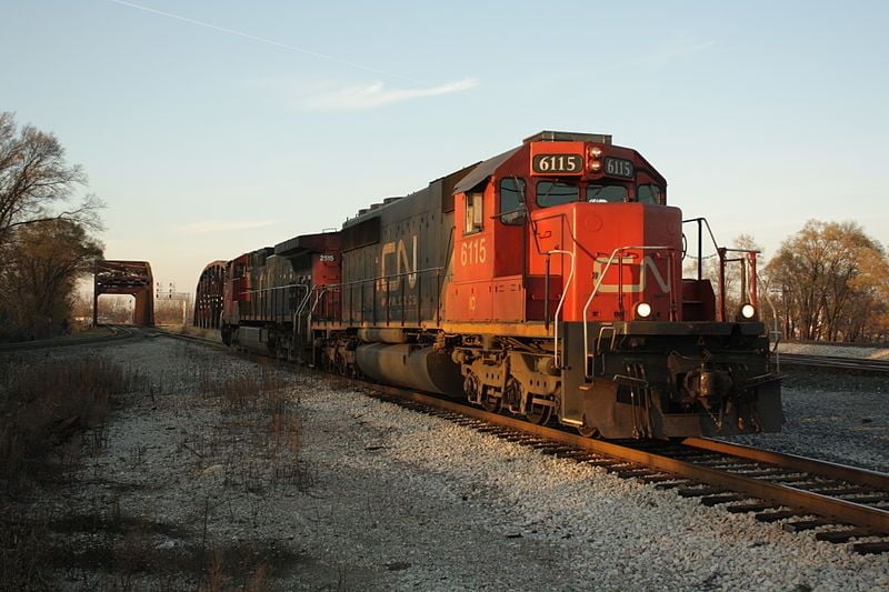 Image showing a CN liveried EMD SD40-2 locomotive