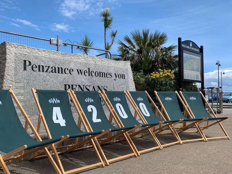 Image showing GWR deckchairs denoting the number 4200 at Penzance