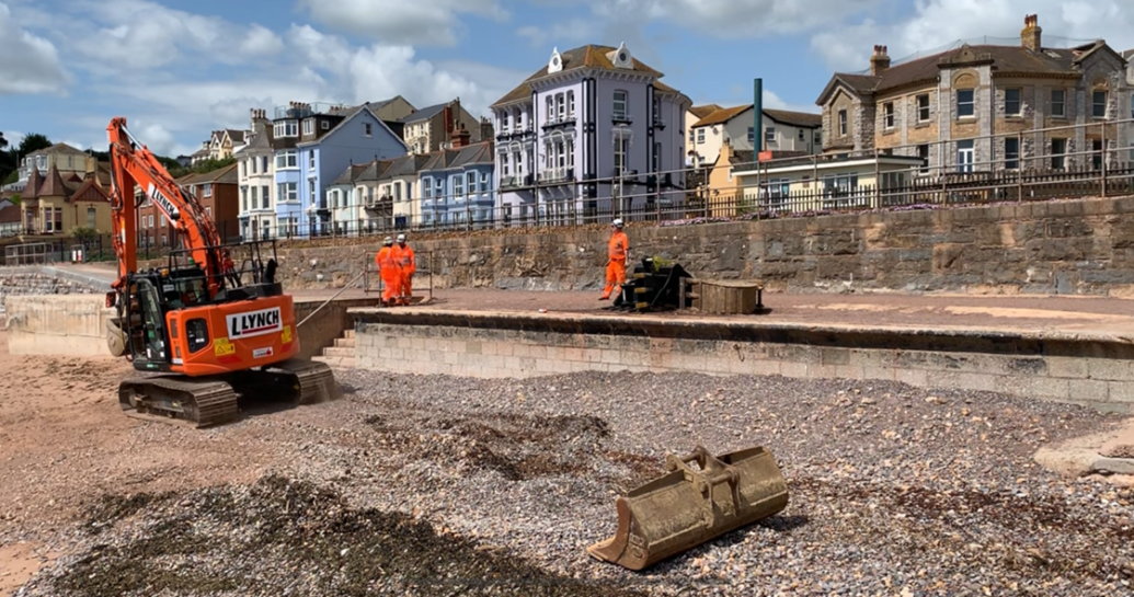 Image showing work underway on the new Dawlich sea wall
