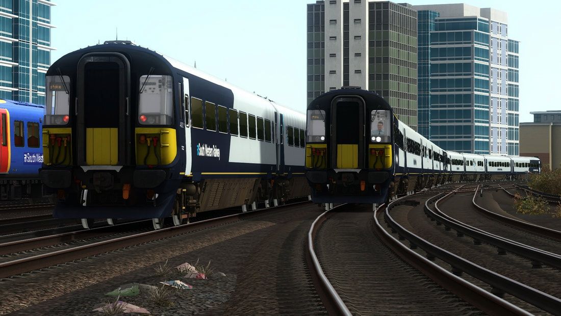 Image showing screenshot of the Class 442 'Wessex' EMU in South Western Railway livery as available from the Vulcan Productions website.