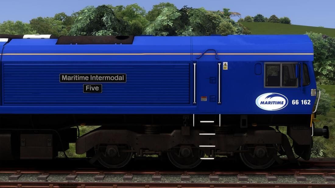 Image showing screenshot of the Class 66 locomotive in Maritime livery as available from the Vulcan Productions website.