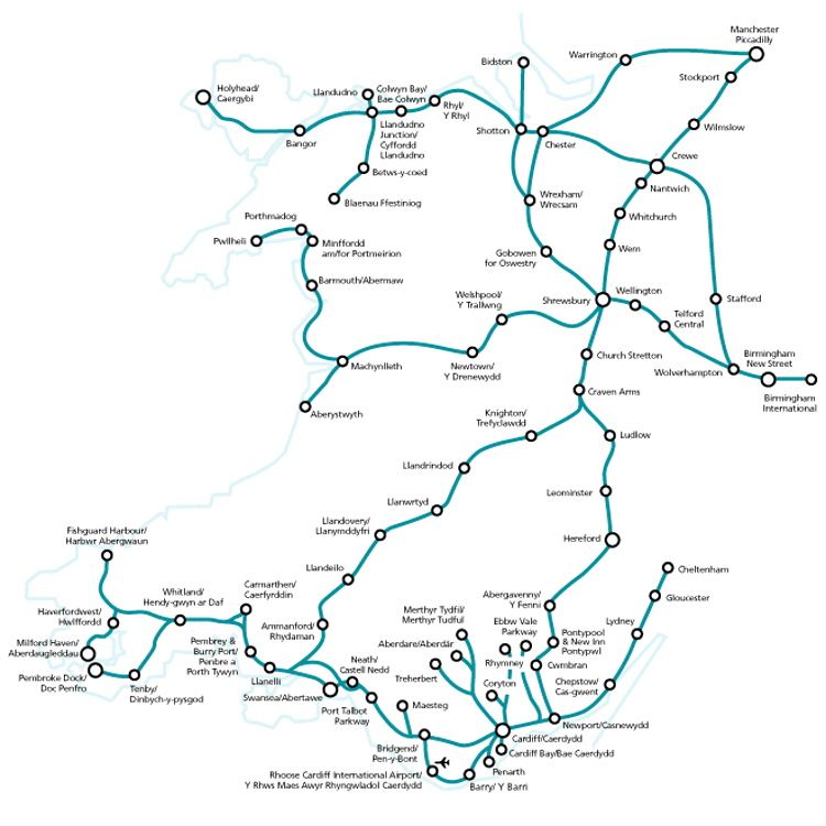 Image showing the Arriva Trains Wales route map circa 2016.