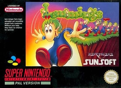 Lemmings - SNES Cover Art