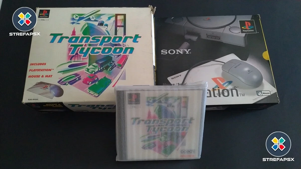 Image of the limited edition Transport Tycoon pack for the Sony PlayStation which includes the official PlayStation mouse