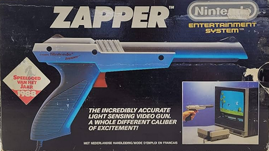The Zapper, an iconic game console from the 1980s, known for its unique gaming interface and design.