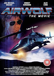 The movie cover of "Airwolf," showcasing the iconic helicopter in a dramatic action setting.