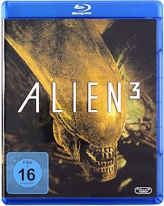 Blu-ray cover of Alien 3 featuring the film's title and iconic imagery from the sci-fi horror franchise.  