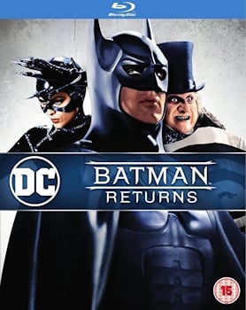 Blu-ray edition of "Batman Returns," displaying Batman poised heroically with Gotham City illuminated in the background.