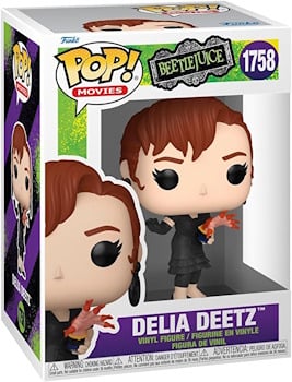 Funko Pop vinyl figure of Delia Deetz, featuring her signature hairstyle and stylish outfit from the film "Beetlejuice."