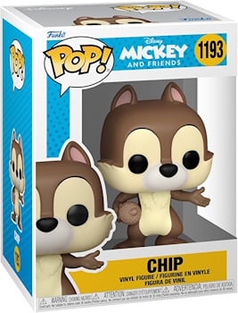 Funko Pop figure of Disney's Chip, a small animated chipmunk with a cheerful expression and large eyes.  