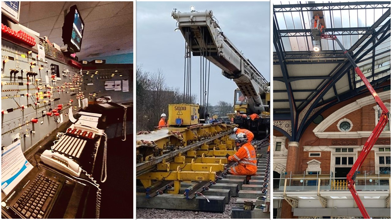 Montage showing Network Rail engineering work