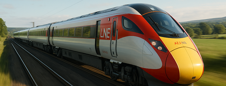 Image showing a London North Eastern Railway (LNER) Azuma at speed