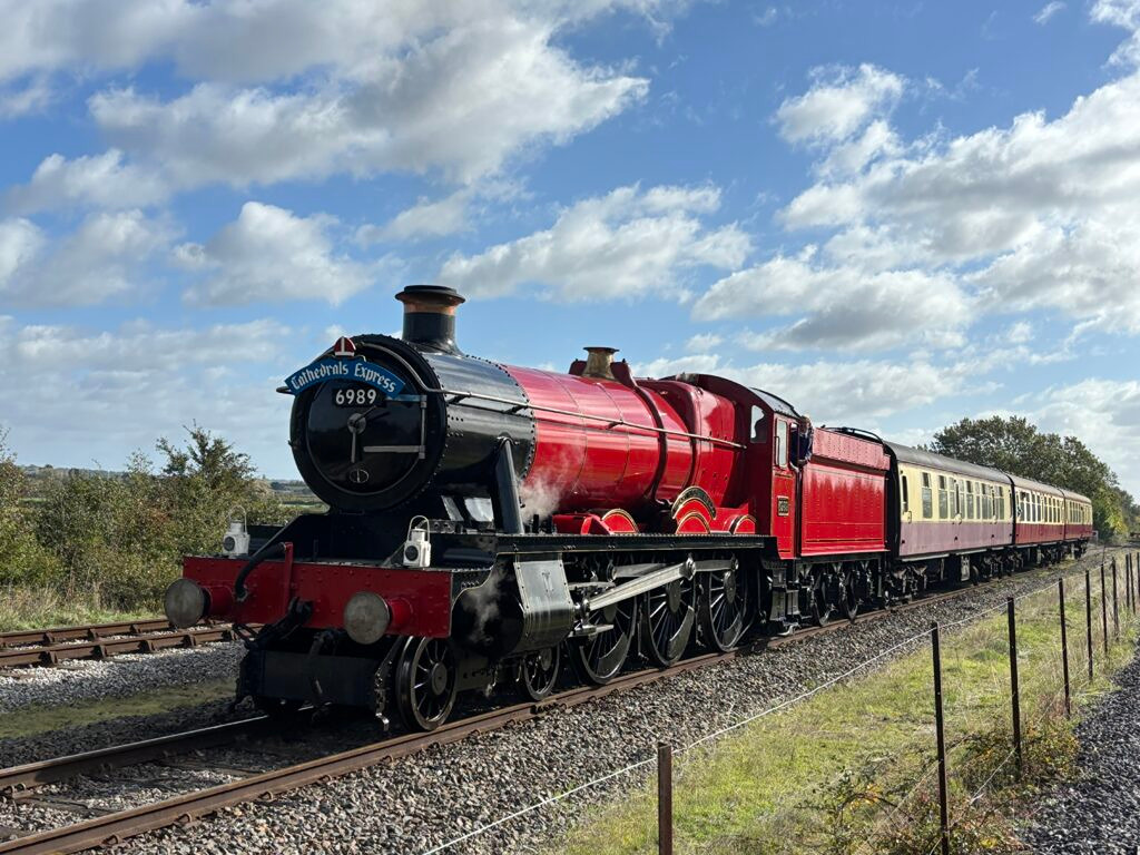 Image showing steam locomotive Wightwick Hall in it's distinctive maroon livery