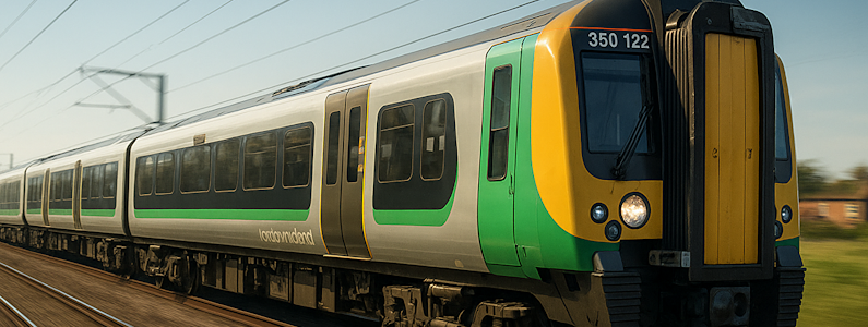 Image showing London Midland Class 350 speeding through the countryside