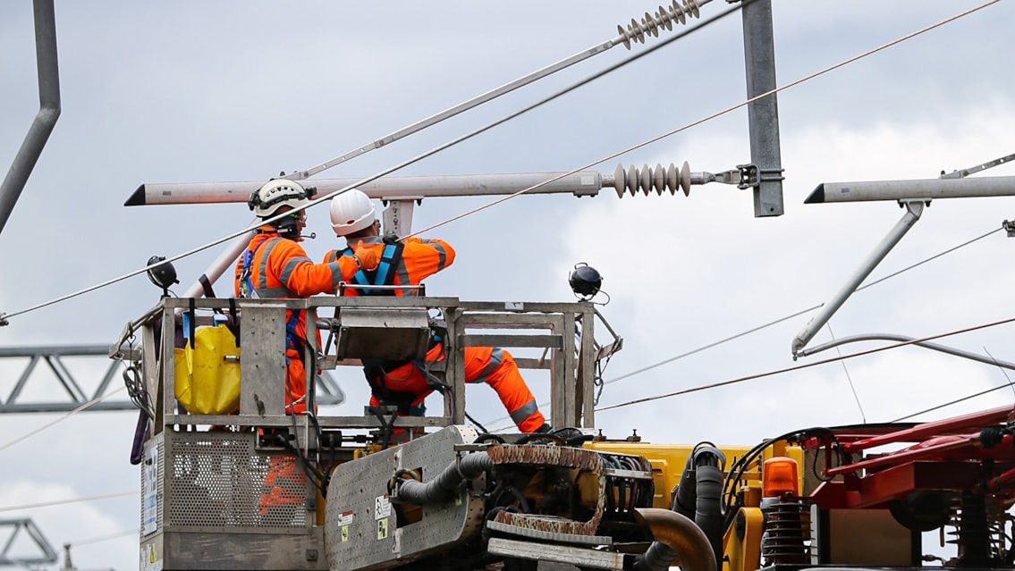 Image showing Network Rail electrification work
