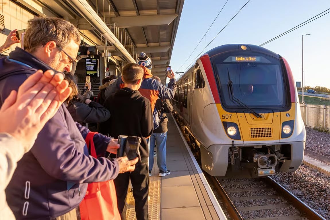 Image showing a train arriving at the new Beaulieu Park Station